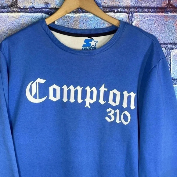 Starter Black Label Compton Crewneck Sweatshirt Blue Medium - Picture 3 of 8